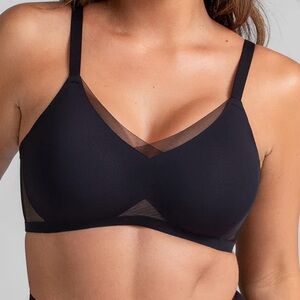 NWOT Honeylove Wireless Mesh Panel Bra Black 2X Fits 42C/D Smoothing Support